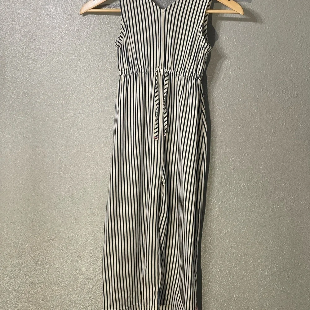 Pink Chicken Black/White Striped Sleeveless Jumpsuit - Size 6Y